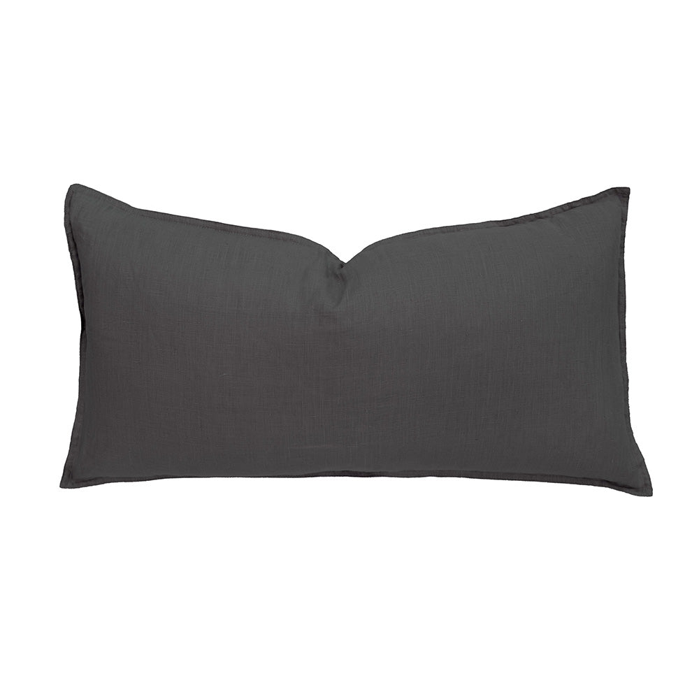 Linen Rectangle Cushion Charcoal Bambury