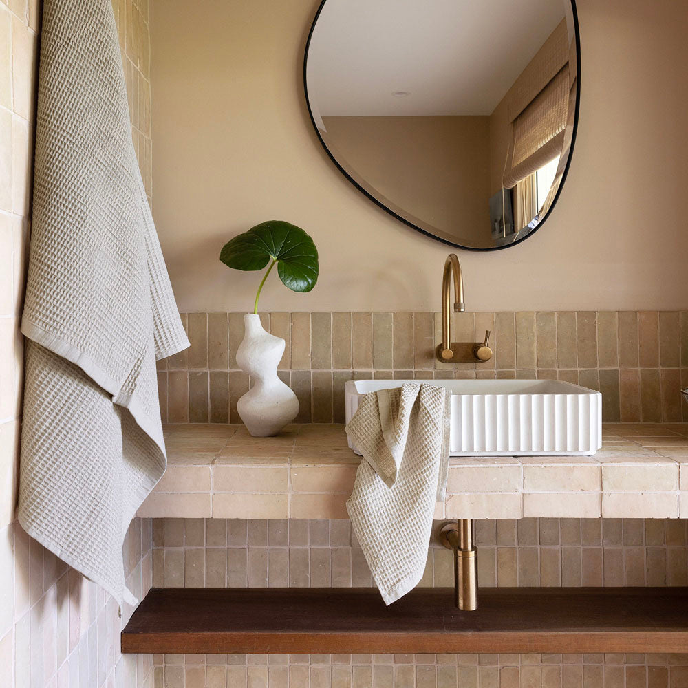 Waffle Bath Towel - Pebble