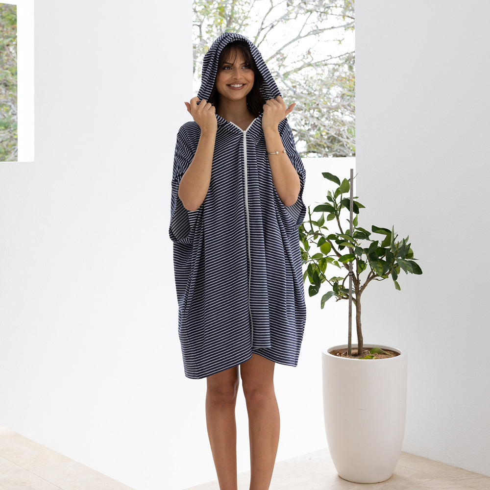 Adult Zip Front Poncho Navy