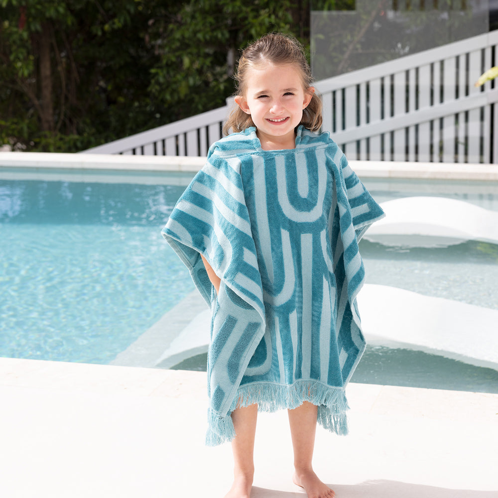 HiLo Kids Poncho Arcade - Turquoise