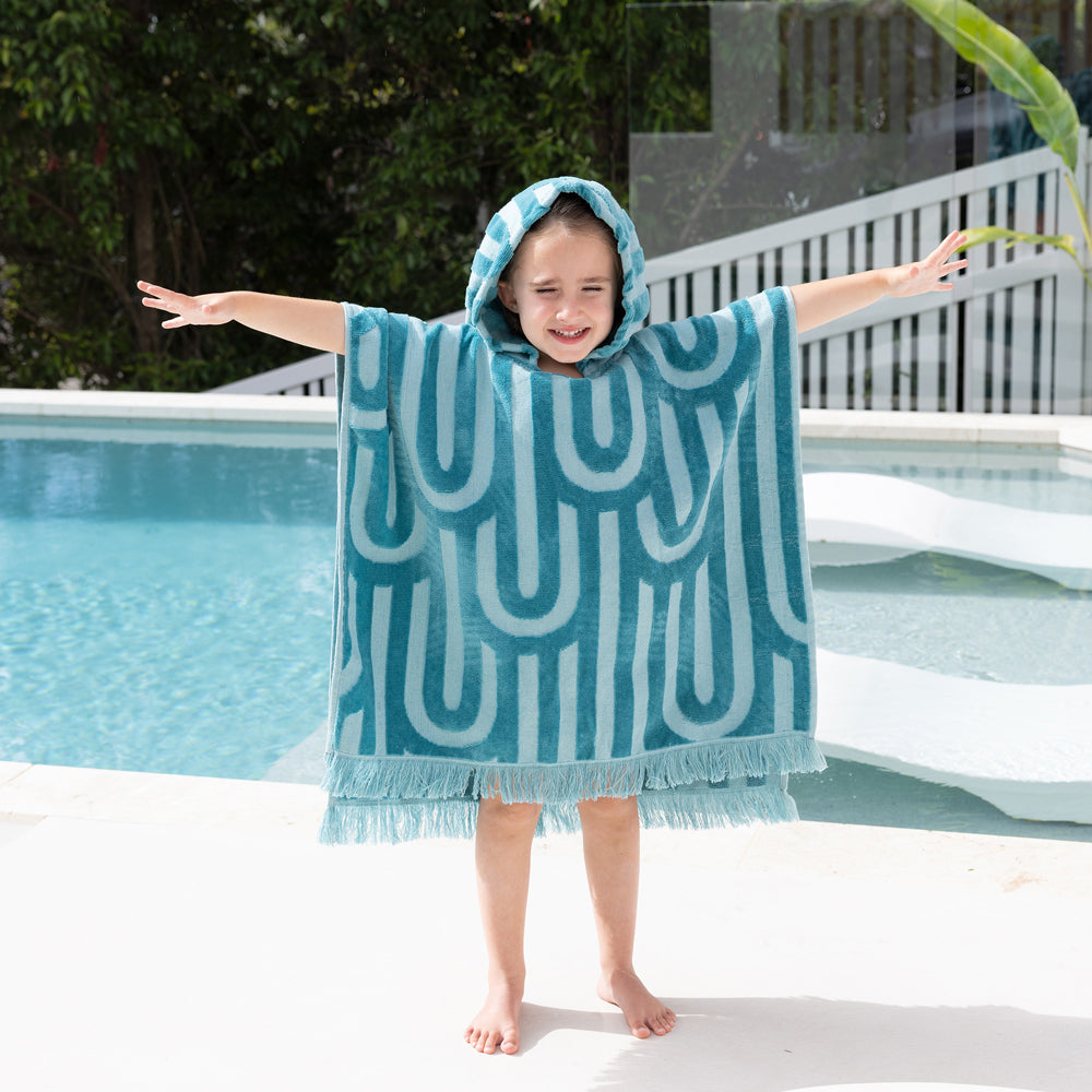 HiLo Kids Poncho Arcade - Turquoise