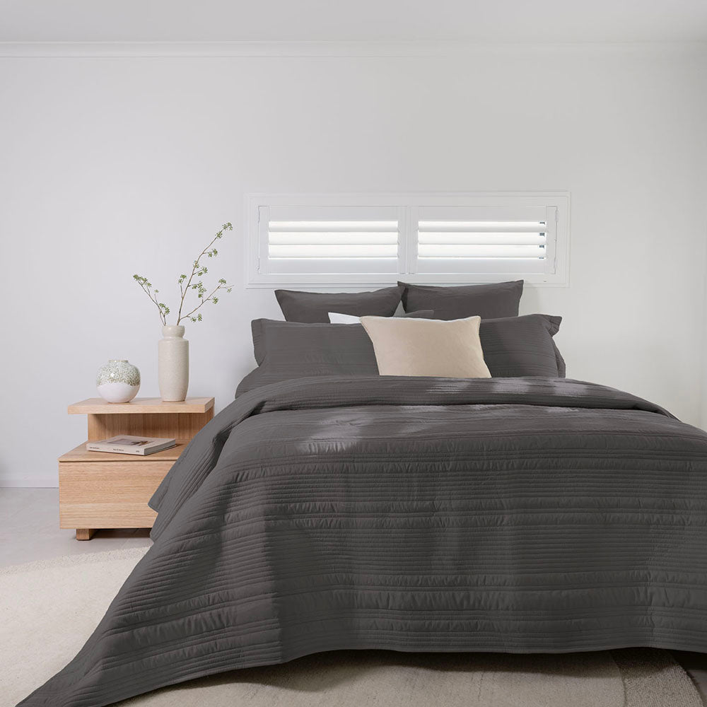Bambury's Flinders Embossed Coverlet Set - Charcoal
