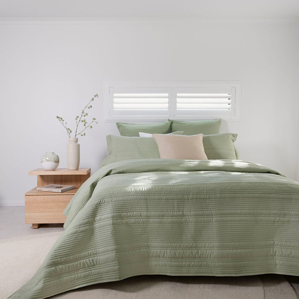Bambury's Flinders Embossed Coverlet Set - Sage