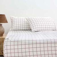 Grid Boysenberry Flannelette Fitted Sheet Set
