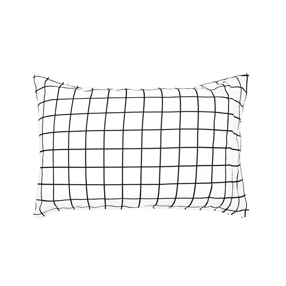 Grid Black Flannelette Quilt Cover Set