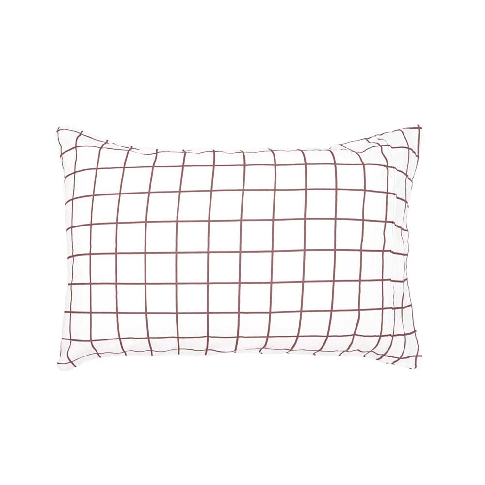 Grid Boysenberry Flannelette Quilt Cover Set