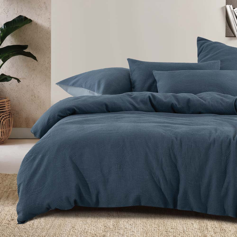 Tide Jacquard Quilt Cover Set - Denim