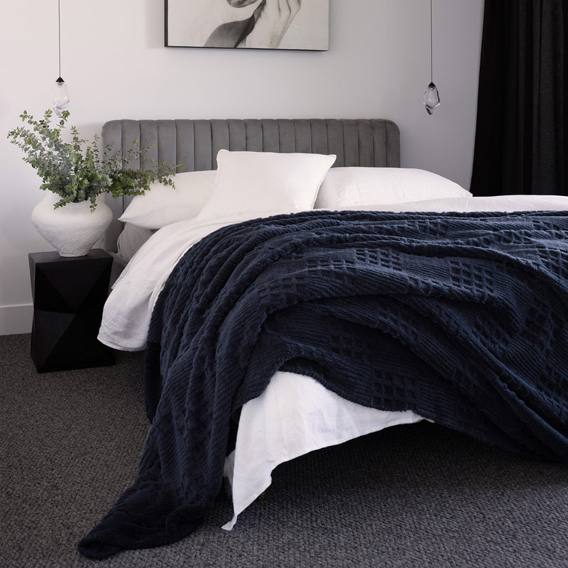 Lattice Sherpa Blanket Navy