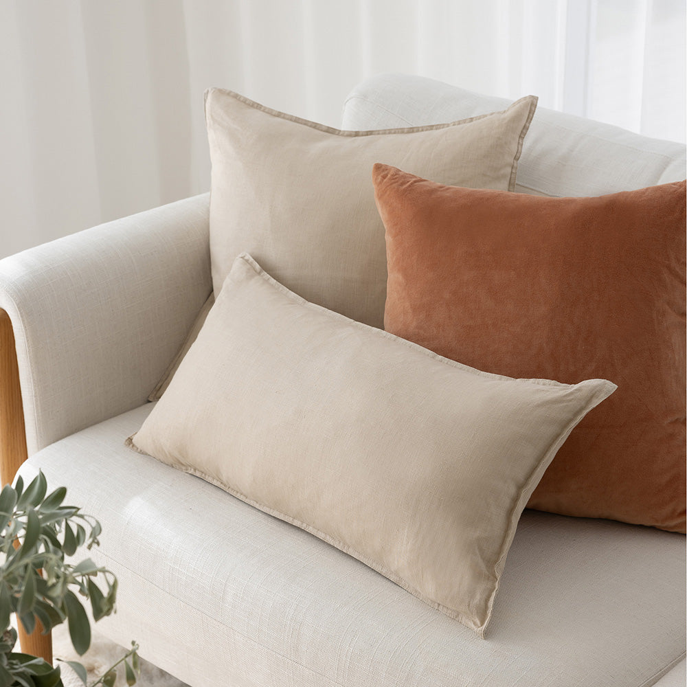 Linen Rectangle Cushion - Pebble