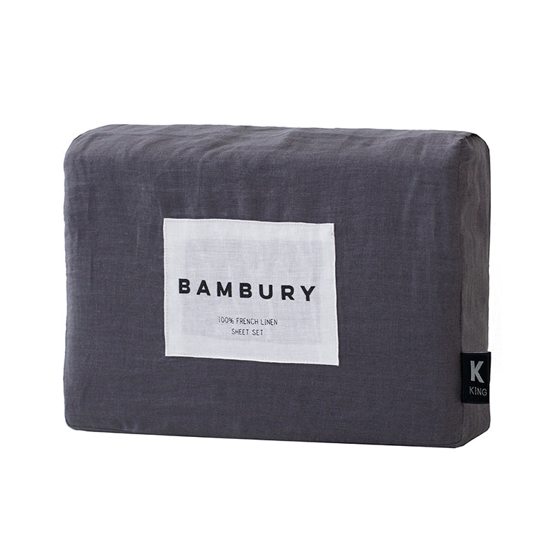 Bambury's French Flax Linen Sheet Set - Charcoal