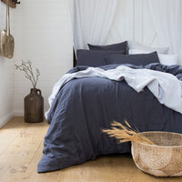 Bambury's French Flax Linen Quilt Cover Set - Charcoal