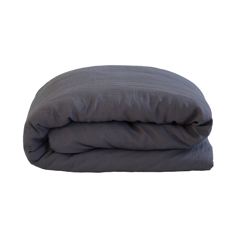 Bambury's French Flax Linen Quilt Cover Set - Charcoal