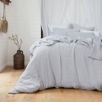 Bambury's French Flax Linen Quilt Cover Set - Silver