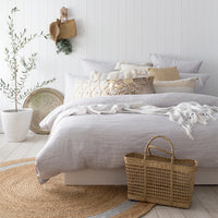 Bambury's French Flax Linen Quilt Cover Set - Silver
