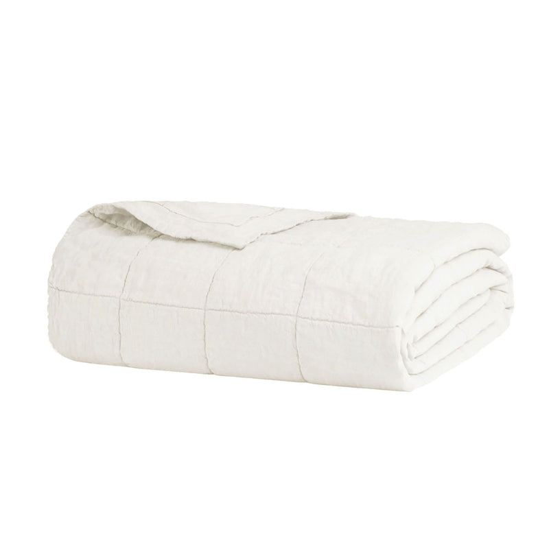 French Flax Linen Quilted Coverlet