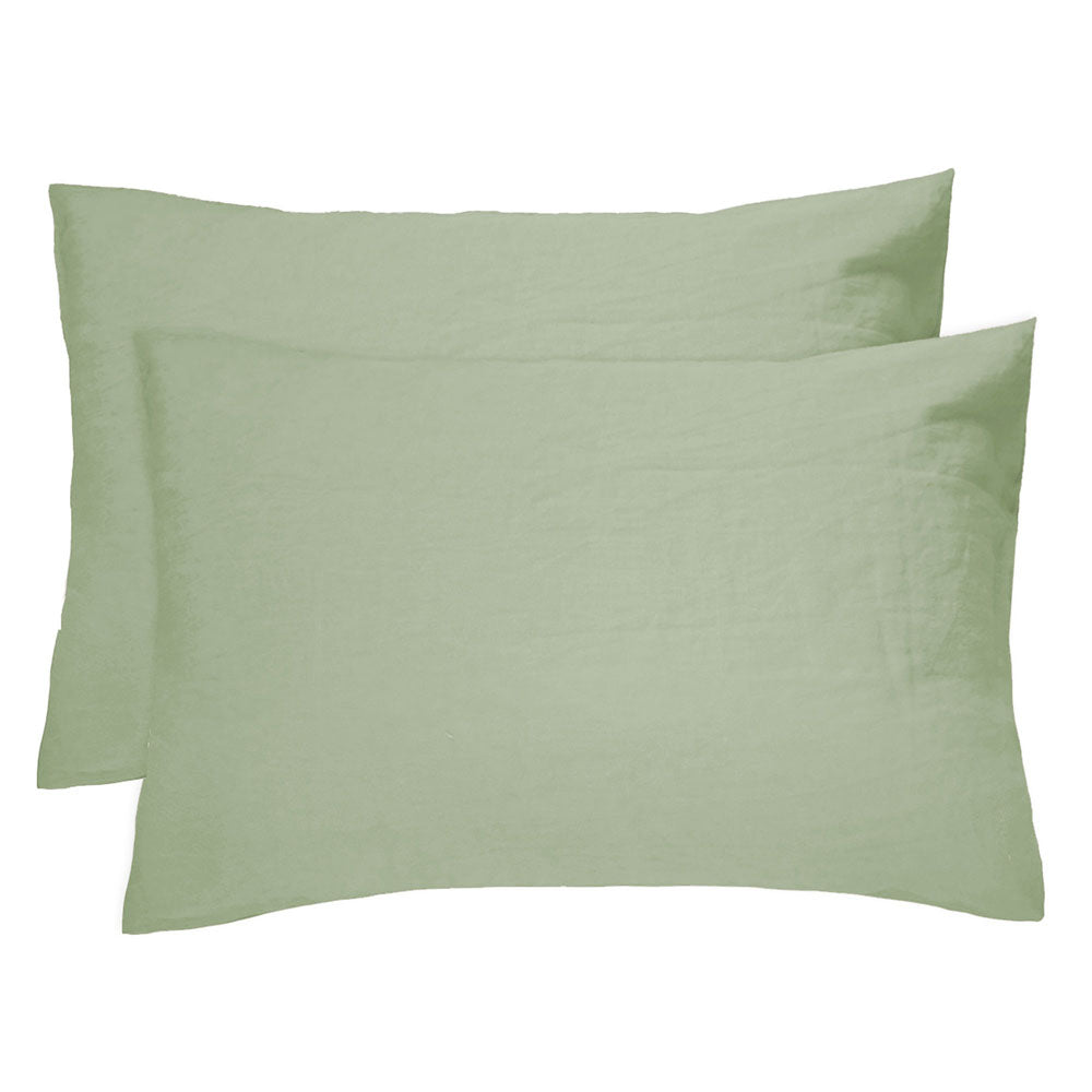 Bambury's Linen Pillowcase Pair Sage