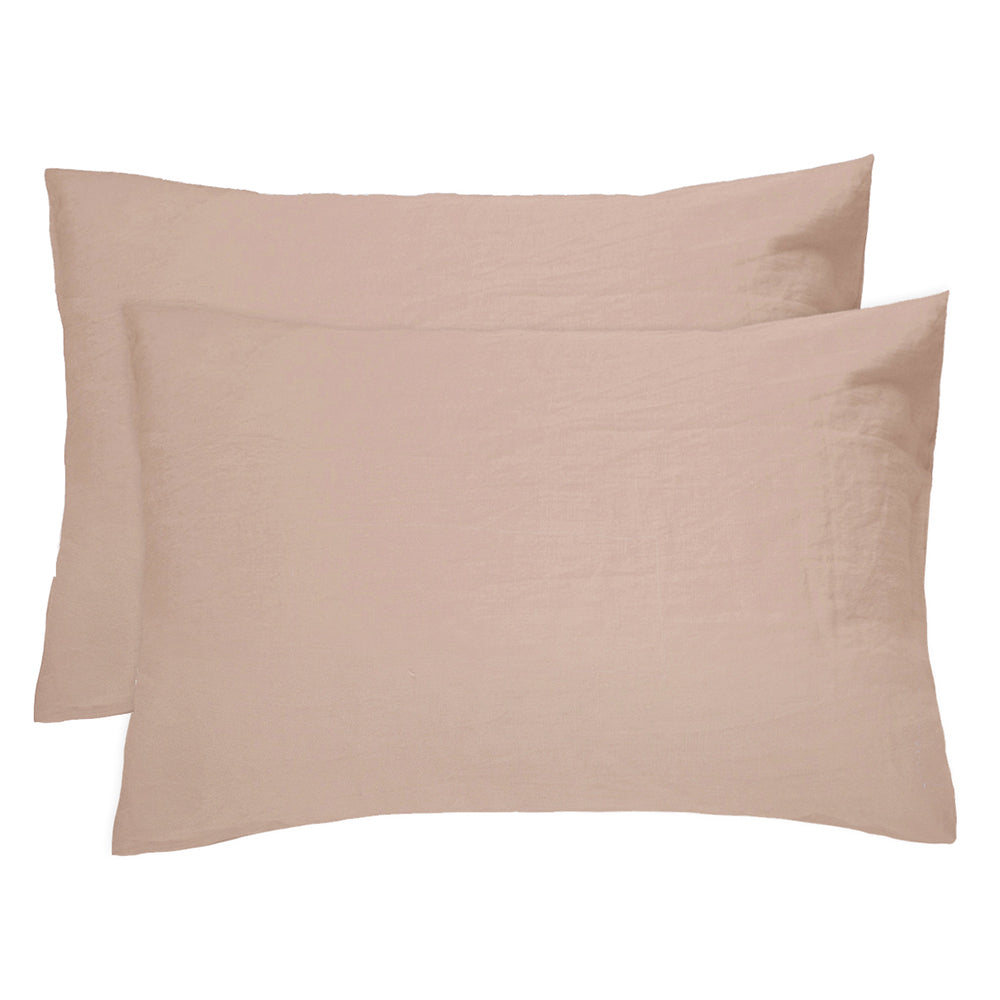 Bambury's Linen Pillowcase Pair Tea Rose