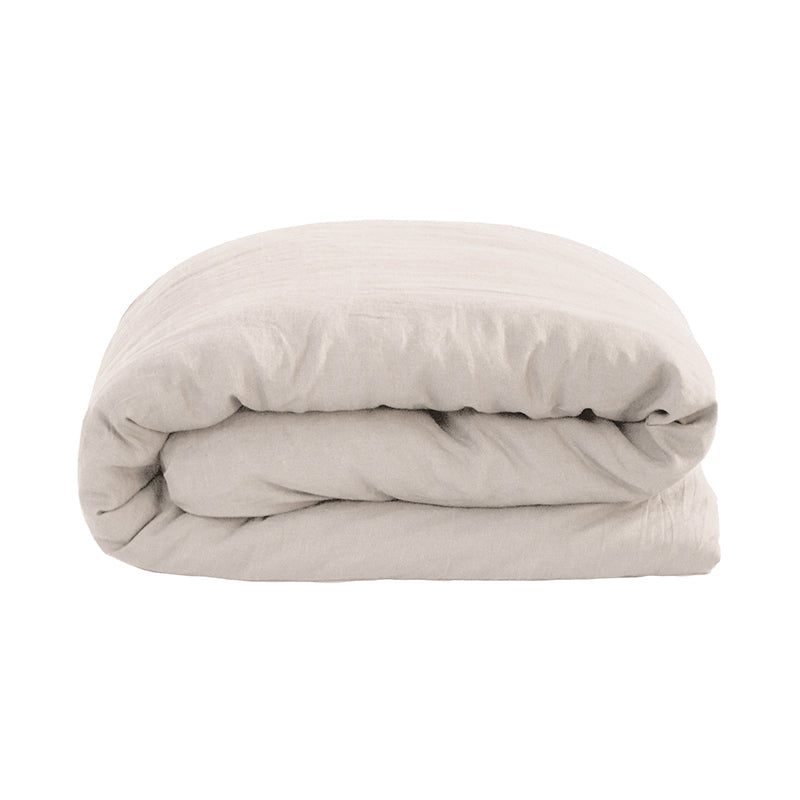 Bambury's French Flax Linen Quilt Cover Set - Pebble