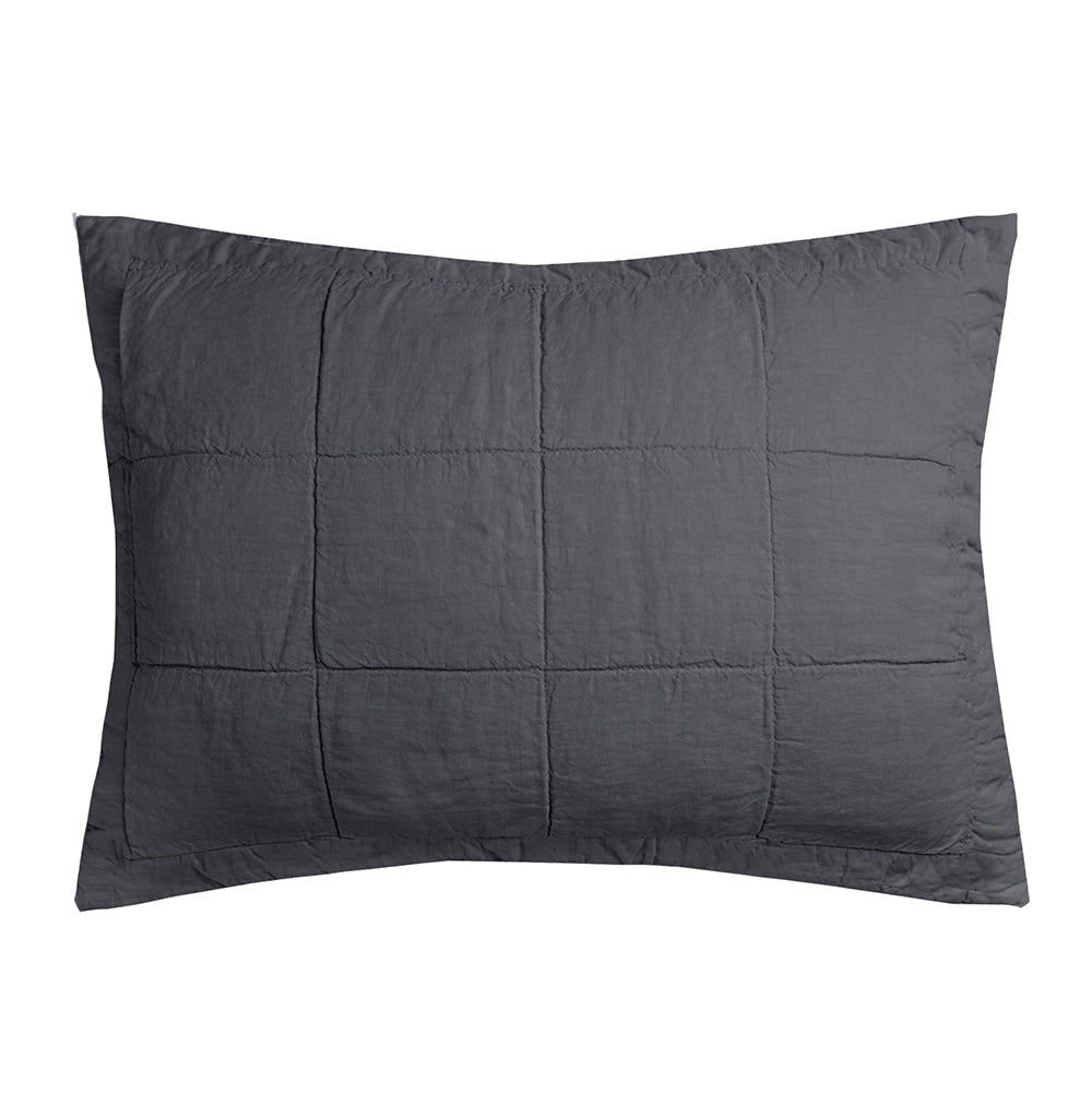 Bambury's Linen Quilted Pillow Sham Charcoal