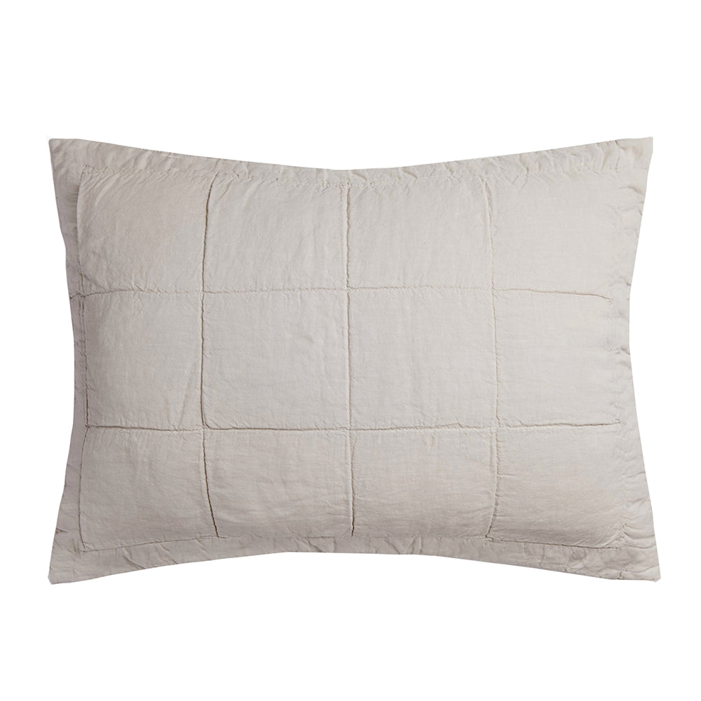 Bambury's Linen Quilted Pillow Sham Pebble