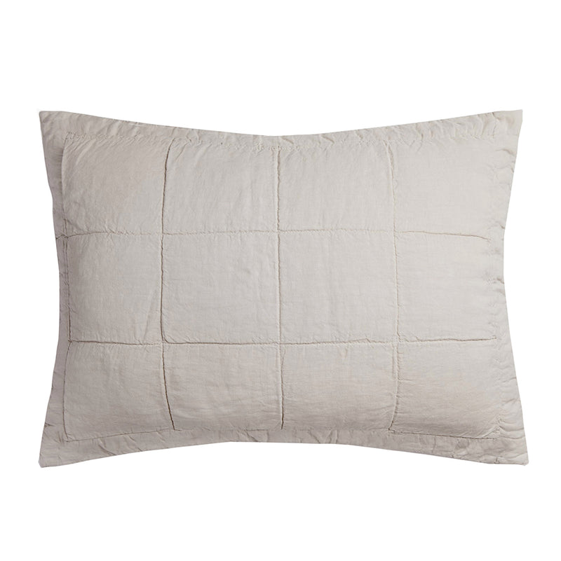 Bambury's Linen Quilted Pillow Sham Pebble