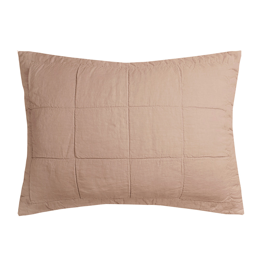 Bambury's Linen Quilted Pillow Sham Tea Rose