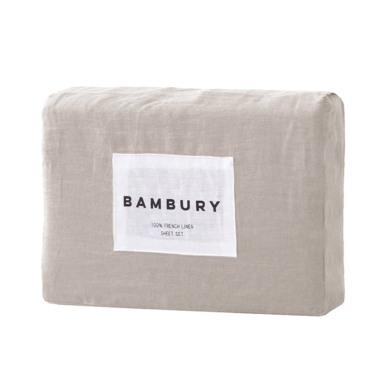 Bambury's French Flax Linen Sheet Set - Pebble