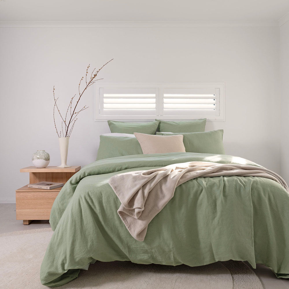 Bambury's French Flax Linen Sheet Set - Sage