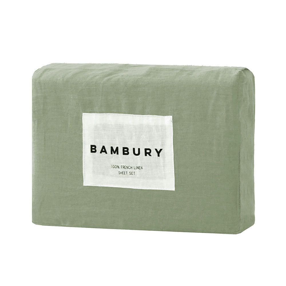 Bambury's French Flax Linen Sheet Set - Sage