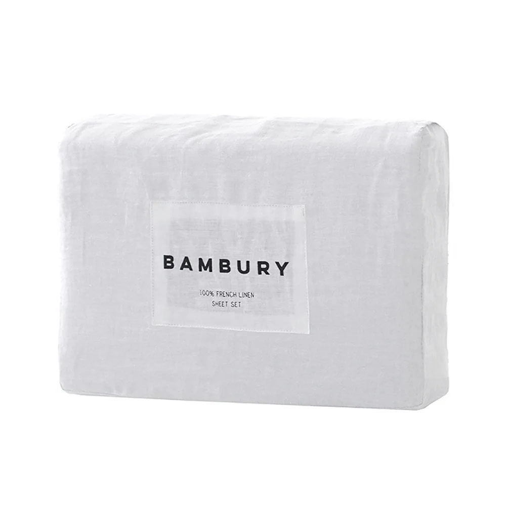 Bambury's French Flax Linen Sheet Set - White