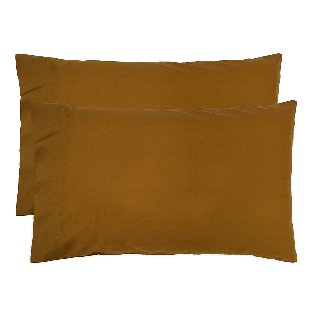 Bambury's Std Temple Organic Cotton Pillowcase Pair Tobacco