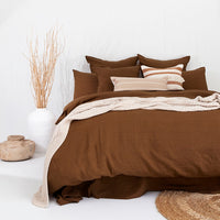 Bambury French flax linen brown quilt cover set