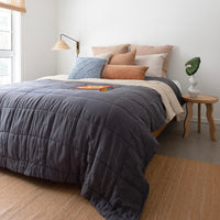 Bambury French flax linen quilted bed linen in neutrals & brown