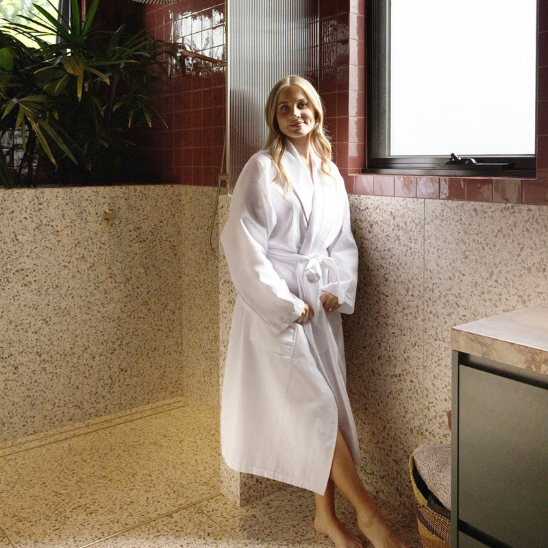 Waffle Robe - White