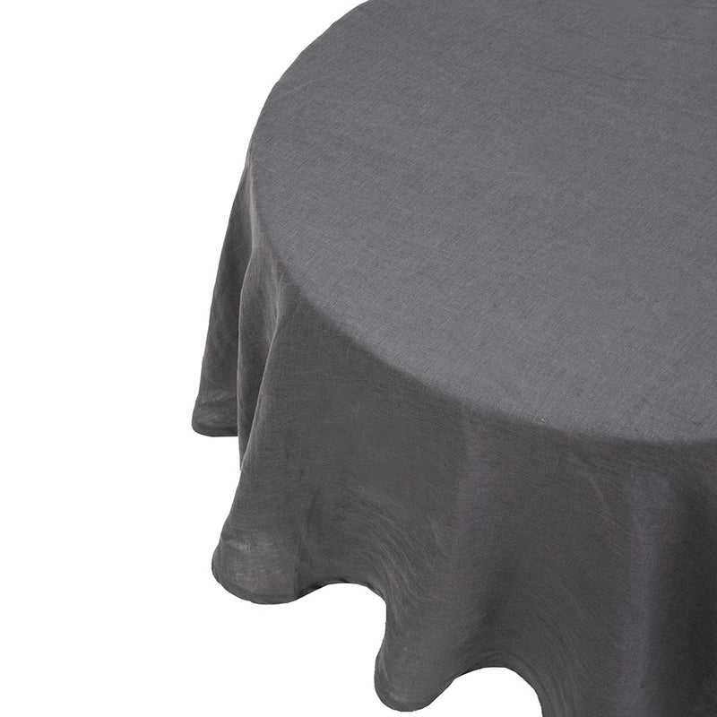 Bambury's Linen Round Tablecloth 228cm Charcoal