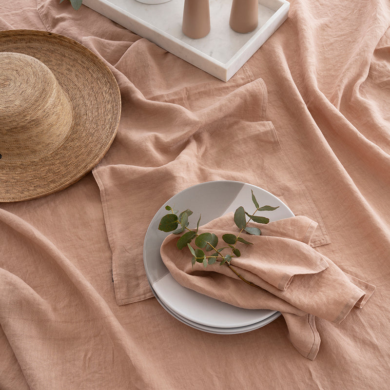 Bambury's Linen Tablecloth 150x275cm Tea Rose