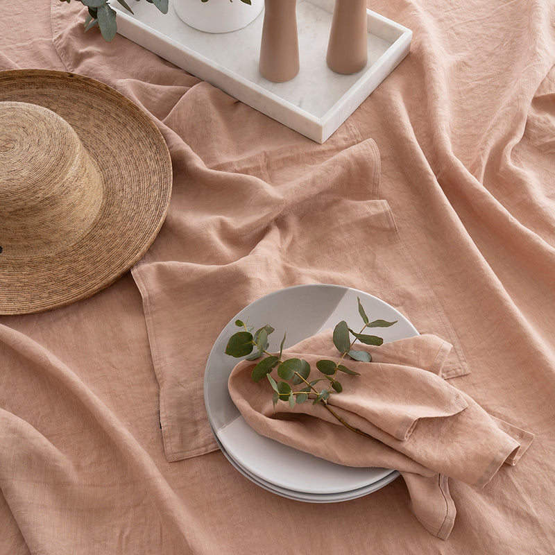 Bambury's Linen Table Runner 35x180cm Tea Rose