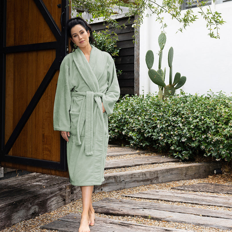 Bambury's Microplush Bath Robe in Sage Green