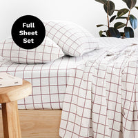 Grid Boysenberry Flannelette Sheet Set