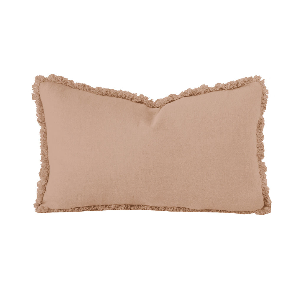 Linen Fringed Cushion - Rectangle - Tearose