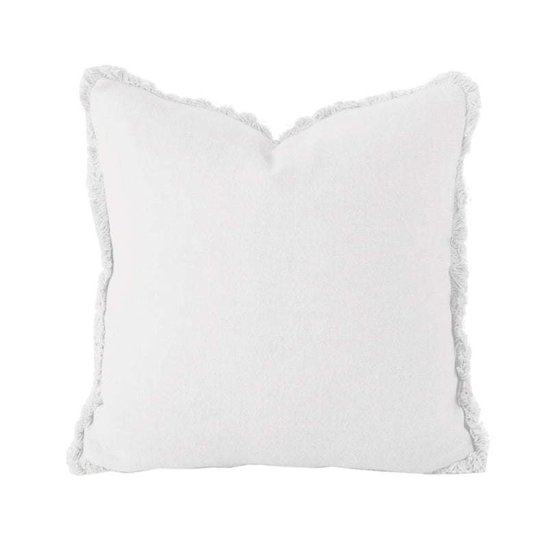 Linen Fringed Cushion - Square - Ivory