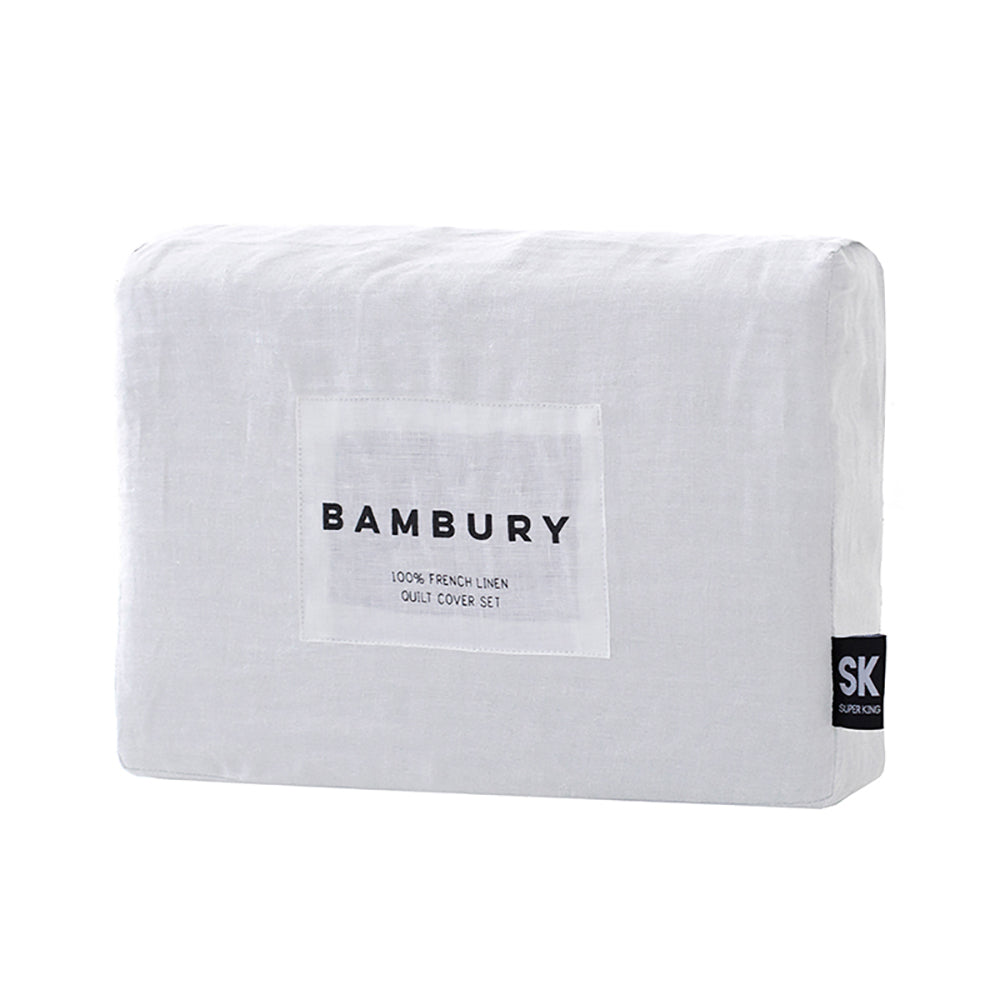 French Flax Linen Quilt Cover Set - White
