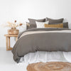 Bambury's Boyd grey jacquard woven cotton quilt cover set with neutral throw blanket and decor cushions
